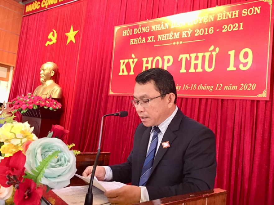 HĐND huyện Bình Sơn khóa XI, nhiệm kỳ 2016-2021 tổ chức kỳ họp lần thứ 19
