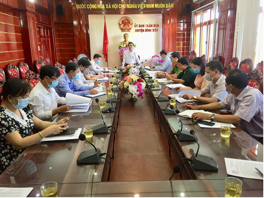 UBND huyện Bình Sơn hội nghị đánh giá thực hiện các chỉ tiêu kinh tế-xã hội tháng 5, nhiệm vụ tháng 6/2021