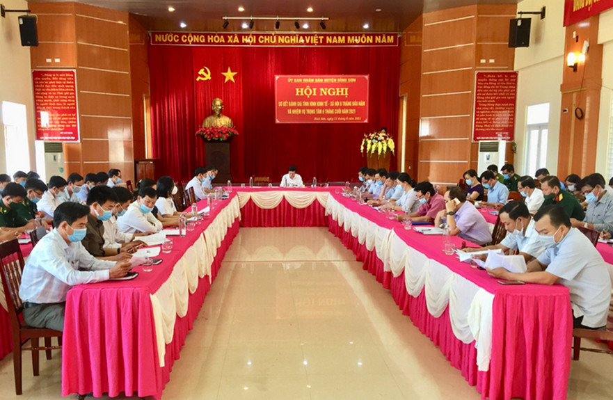 UBND huyện Bình Sơn Hội nghị sơ kết tình hình kinh tế-xã hội 6 tháng đầu năm 2021