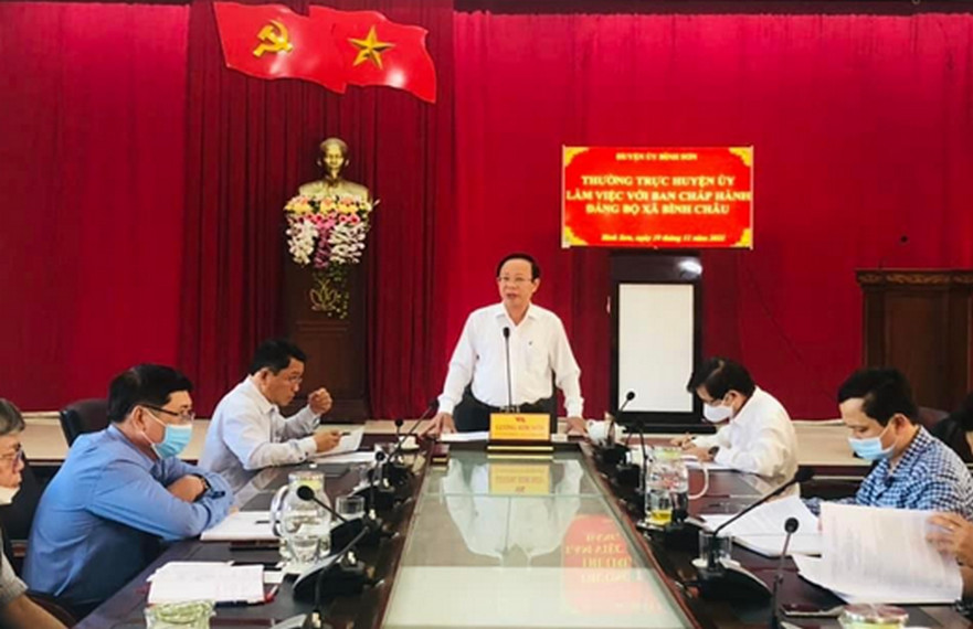 Thường trực Huyện ủy làm việc với Ban Chấp hành Đảng bộ xã Bình Châu