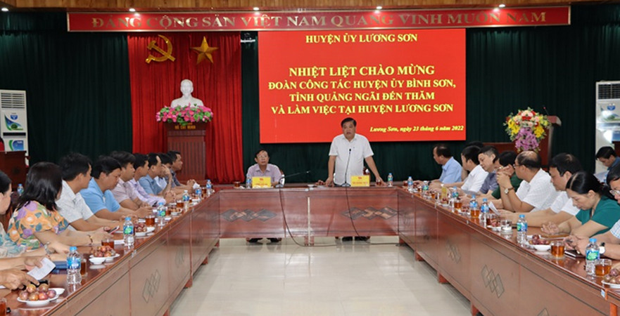 Đoàn công tác huyện Bình Sơn thăm và làm việc tại huyện Lương Sơn