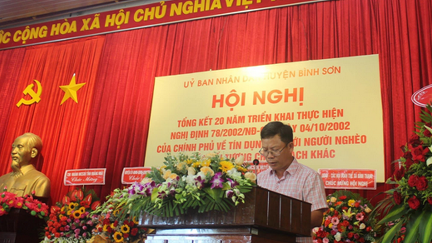 Bình Sơn; Hội nghị tổng kết 20 năm thực hiện tín dụng chính sách theo Nghị định 78 của chính phủ