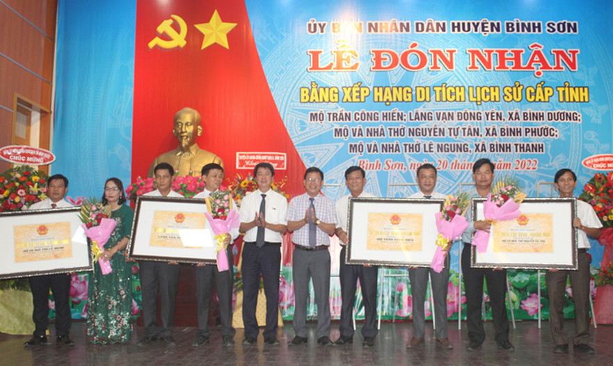 Bình Sơn: Tổ chức đón nhận 4 Bằng di tích lịch sử cấp tỉnh