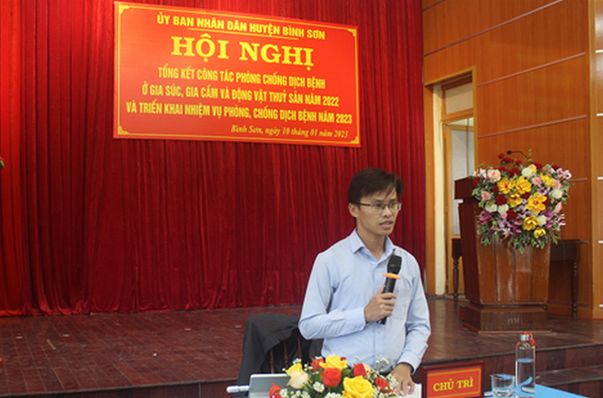 UBND huyện Bình Sơn tổ chức hội nghị tổng kết công phòng chống dịch bệnh gia súc gia cầm