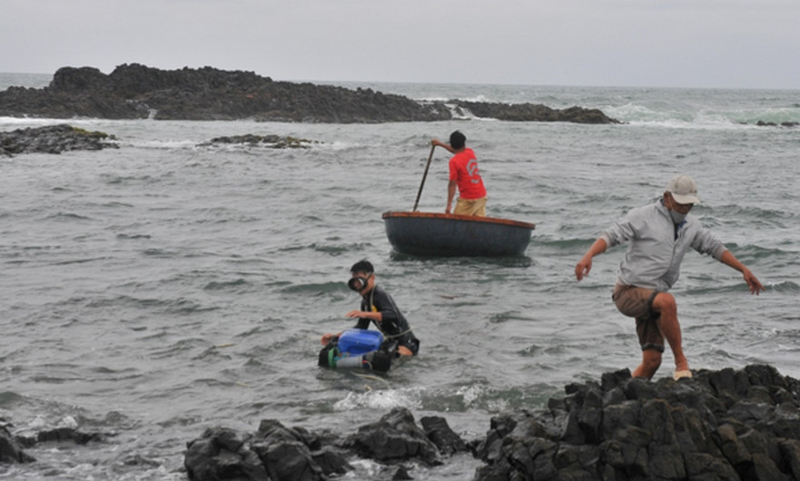 Bình Hải - đi hái rau mức 1 ngư dân rơi xuống biển mất tích