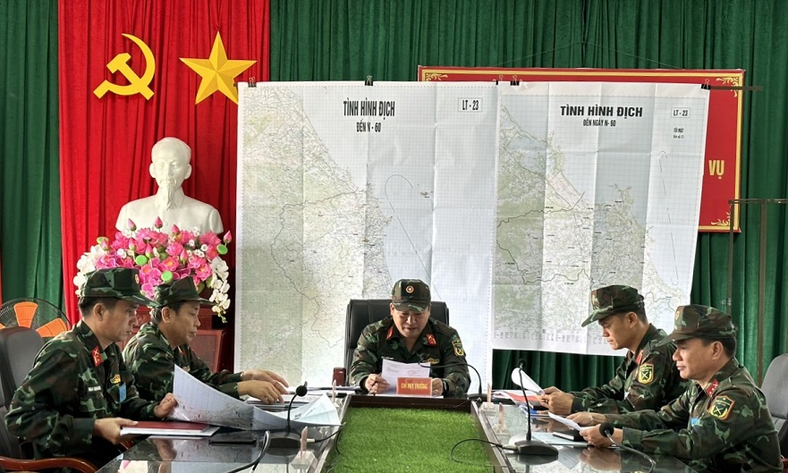 Ban CHQS huyện Bình Sơn luyện tập chuyển trạng thái sẵn sàng chiến đấu