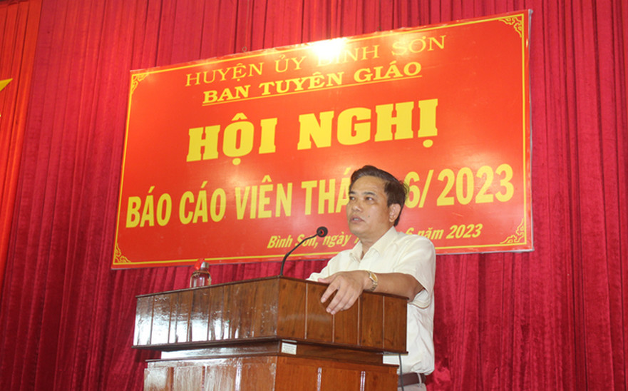Ban Tuyên giáo Huyện ủy Bình Sơn tổ chức hội nghị báo cáo viên tháng 6/2023