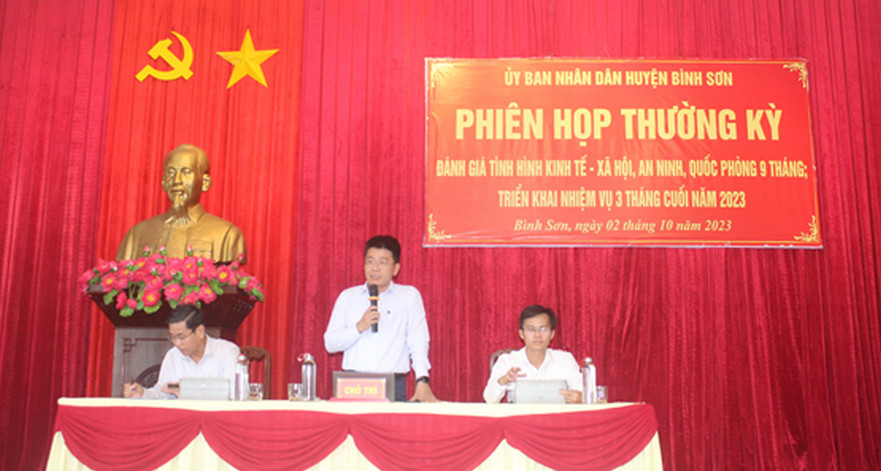 Bình Sơn tổ chức Phiên họp đánh giá tình hình kinh tế-xã hội 9 tháng, triển khai nhiệm vụ 3 tháng cuối năm 2023