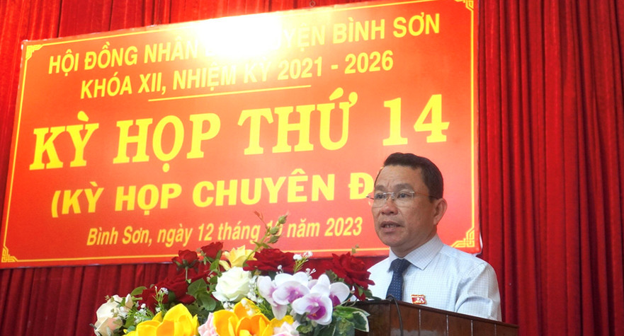 HĐND huyện Bình Sơn khóa XII, nhiệm kỳ 2021-2026 tổ chức kỳ họp thứ 14 (kỳ họp chuyên đề)