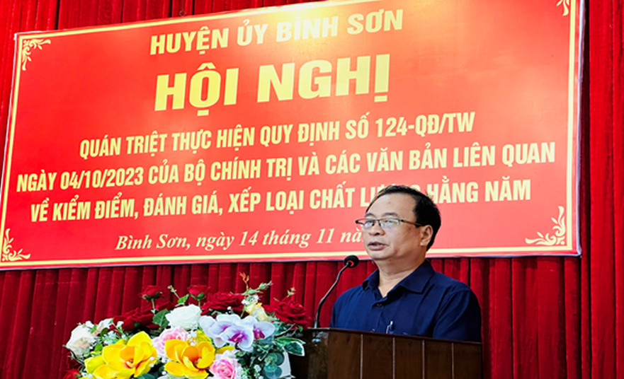 Huyện ủy Bình Sơn tổ chức Hội nghị quán triệt Quy định số 124- QĐ/TW ngày 04/10/2023 của Bộ Chính trị