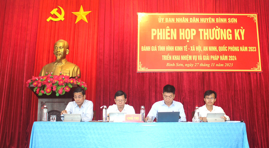 Huyện Bình Sơn tổ chức Phiên họp thường kỳ đánh giá tình hình kinh tế -xã hội, đảm bảo quốc phòng, an ninh năm 2023