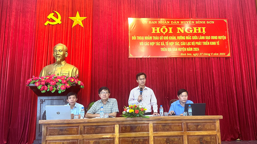 UBND huyện Bình Sơn Hội nghị đối thoại với các Hợp tác xã, Tổ hợp tác, Câu lạc bộ phát triển kinh tế